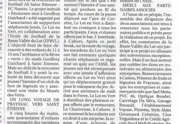 Article Le Petit Journal du 16 avril 2015 – « Emmenez-moi à Geoffroy Guichard » – Ecole Basse Vallée du Lot