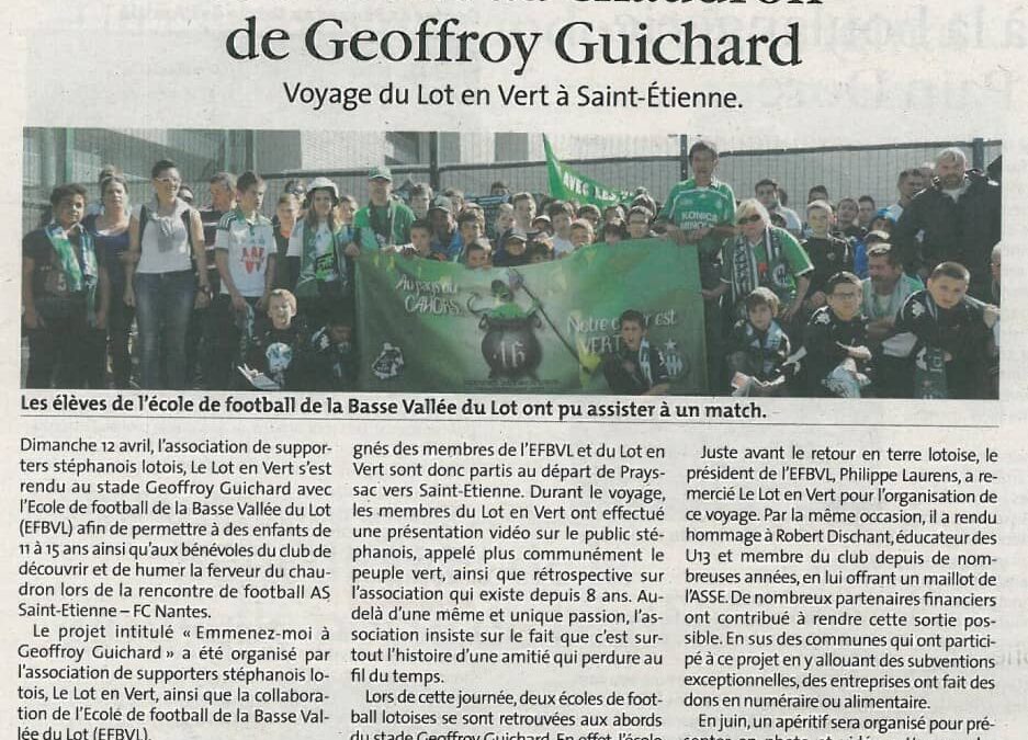 La Vie Quercynoise « 170 lotois au chaudron de Geoffroy Guichard » – 23 avril 2015