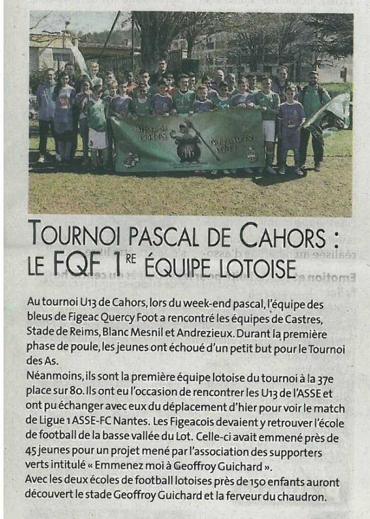 Le Lot en Vert omniprésent au tournoi de Pâques de Cahors 2015